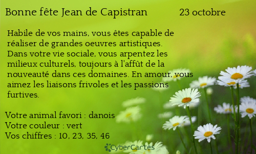 Carte bonne f&ecirc;te Jean de Capistran